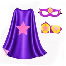 Kids-Superhero-Cape and Mask for Boys-Girls Super-Hero Purple Yellow Pink