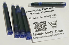 Erasable Blue Ink, 2.6mm Cartridge, 5x Refills for Fountain Pens