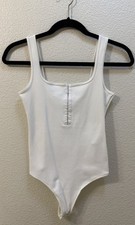 Abercrombie  Fitch White Ribbed Bodysuit Soft AF Collection Size Small