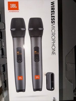 JBL Harman Wireless Two Microphone System Dual Channel UHF NOS