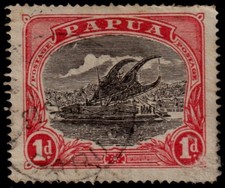 Papua 1916 1d Lakatoi Carmine & Black Perf 14 VFU - SG 94