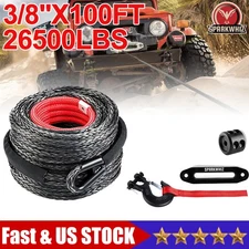 SPARKWHIZ Synthetic Winch Rope Cable Kit 26500LBS 3/8"x100FT Winch Line Cable US