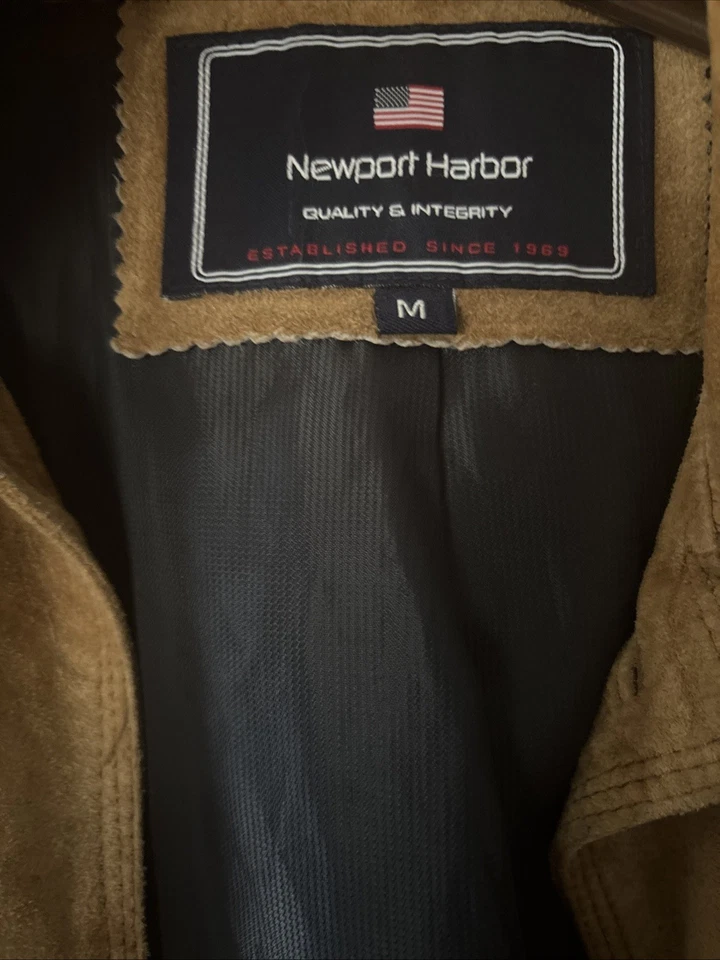 Newport Harbor мужской средний амбара пальто куртка замши кожи желтовато-коричневый моющийся карманы - Изображение 3 из 4