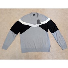 NWT Armani Exchange Sweater Women Medium Gray Black White Color Block