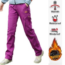 Women's Winter Casual Outdoor Fleece-Lined Pants with Belt, Windproof, Wear-Resi
