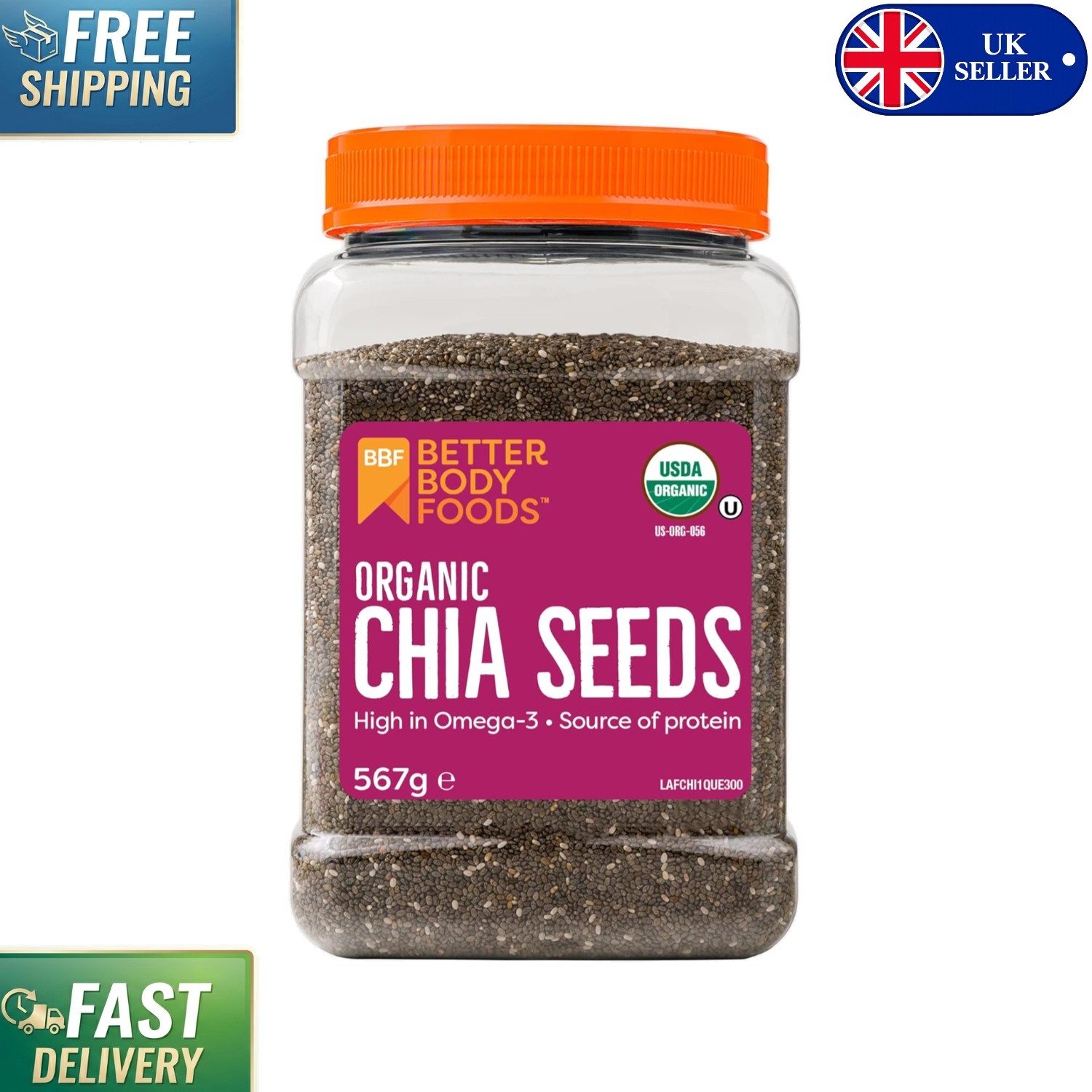 Organic Chia Seeds 567g - Omega-3 Powerhouse, , Keto, Gluten-Free