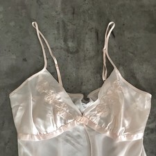 VTG Babydoll Nightie Chemise Lingerie Large Pink Beaded Pearl Coquette Y2K Fairy