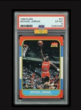 1986-87 Fleer Michael Jordan #57 (RC) PSA 6 MBA 7 Gold Diamond!
