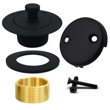 Matte Black Bathtub Drain Kit - Lift and Turn - Black Tub Drain and Overflow ...