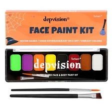 8 Colors Halloween Face Paint Kit,Non Toxic Water Based Face Painting Palette...