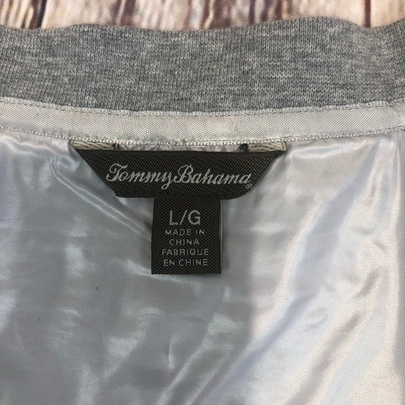 Tommy Baham Aruba silver grey puffer‎ bomber sz L image 6