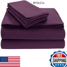 Tribeca Living King Triple Brushed Cotton Flannel Sheets Set Dark Purple