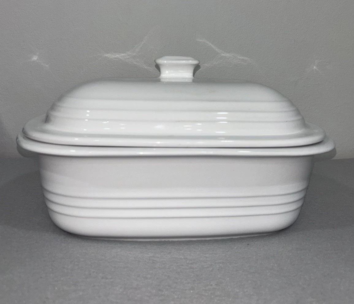 Pampered Chef Stoneware Deep Covered Baker Roast Pan White 3.1 Qt/3 L with Lid!