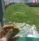 Anchor Hocking Green Depression/Uranium Glass Saucers Block Optic Set Of 3