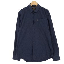 Pme Legend Mens Shirt Blue Geo Cotton Button Up Classic Fit Casual Ap6 Size L