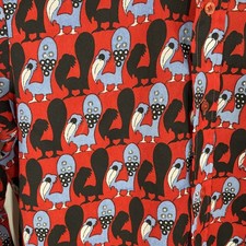 Vintage 70S Abstract Bird Print Shirt Long Sleeve Polyester Button Down Novelty  