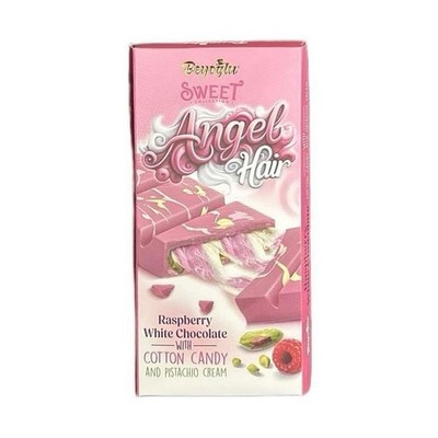 ANGEL HAIR Raspberry White OR Milk Chocolate Cotton Candy & Pistachio Cream 170g