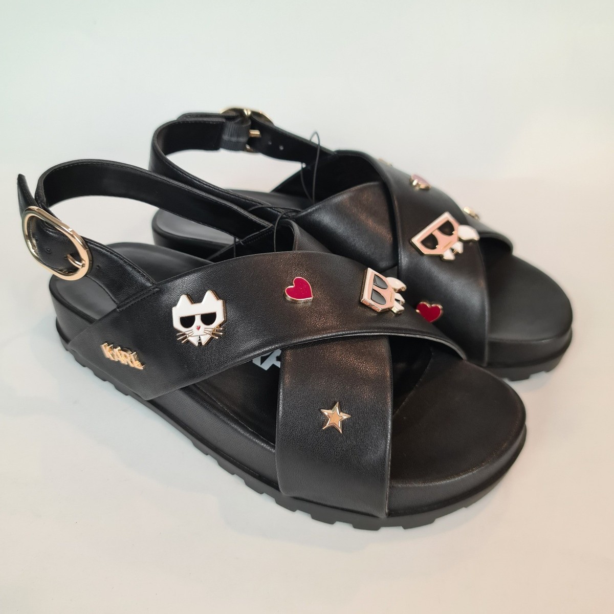 Karl Lagerfeld Paris Bexli Black Charm Embellished Slingback 
