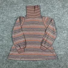  Mothercare Turtleneck Sweater Women Size 2 Multicolor StripedKnit Vintage Union