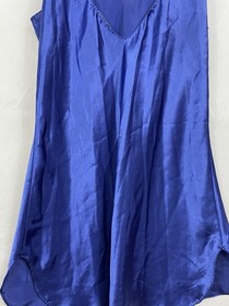 VTG 90&rsquo;s Val Mode Slip Dress Lingerie Nightgown Navy Blue Plunge Short Size L