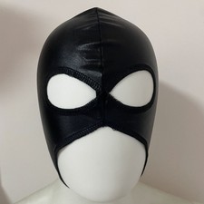 Leather open mouth eyes Mask Full Head Hood Cosplay Costume restraint Unisex US