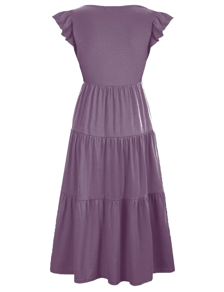 CzzzyL Womens Nursing Dress Round Neck Flutter Short Sleeve Wear for Pregnant - Image 4 of 4