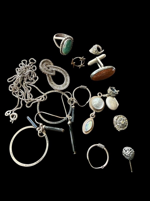 Vintage Sterling Silver Scrap Mixed Jewelry Lot 33g With Stones