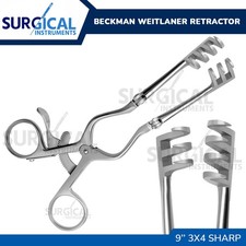 BECKMAN-Weitlaner Retractor 9" 3x4 SHARP Hinged Blade Stainless German Grade