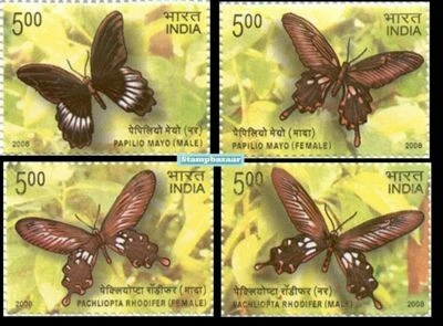 India 2008 Mariposas endémicas Juego de sellos de mariposa Andaman Nicobar... - Imagen 1 de 4