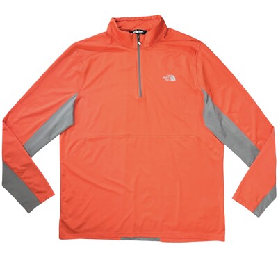 THE NORTH FACE Pullover Shirt Size XL 1/4 Zip Orange Long Sleeve Lightweight