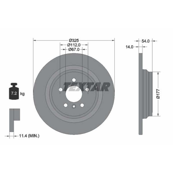 Textar 2X Bremsscheibe Hinten Ø325 Mm FüR Mercedes-Benz Gle W166 350 D 4Matic-image