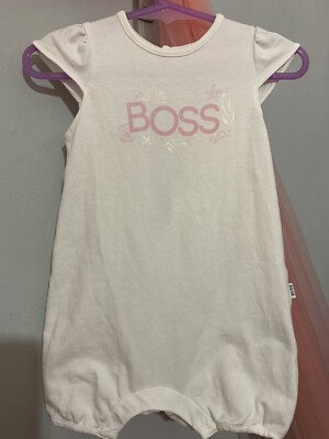 Cute Baby Girls Designer Hugo Boss White Summer Romper Suit