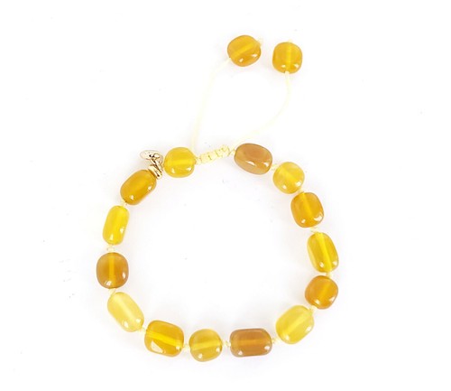 Vintage Naturel Doré Jaune Caramel Ambre Extensible Perlé Bracelet
