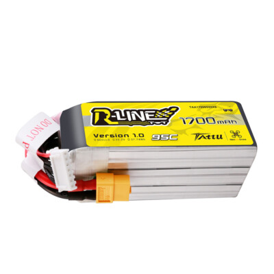 【2個セット】Tattu R-Line1.0 6S 95C 5100mAhリポ Tattu 5100mah 6S 95C 22.2V R-Line Lipo Battery with AS150 Plug