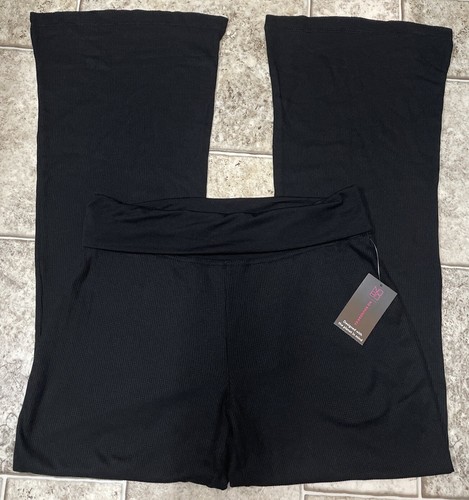 NWT Womens No Boundaries Black Fold Over Flare Bell Bottom Pants XL 15-17 - Picture 4 of 12