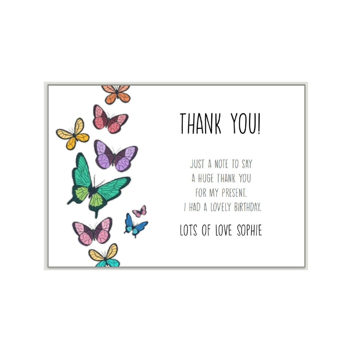 Butterfly Thank You Templates Blue Butterflies Thank You Card