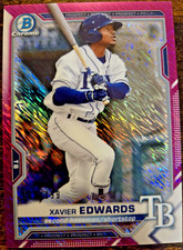 2021 Bowman Chrome Fuschia Shimmer /199 #BCP-101 Xavier Edwards Rookie Card Rays
