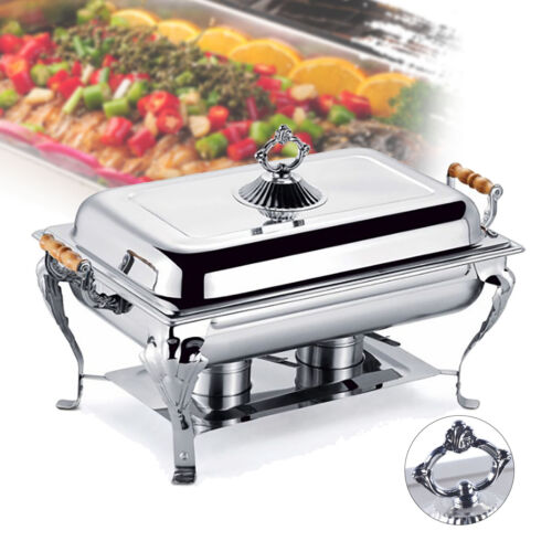 Silber Edelstahl Warmhaltebehälter Chafing Dish Speisenwärmer Für Catering - Afbeelding 1 van 12