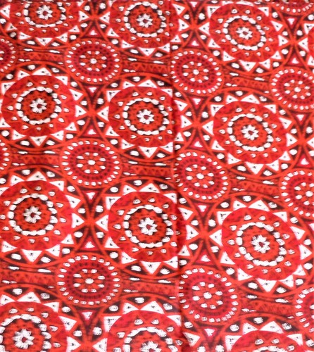 Tessuto Floreale Astratto Rosso, Nero, Arancione e Bianco 1 Pezzo 4,5 Iarde X WOF - Foto 2 di 2