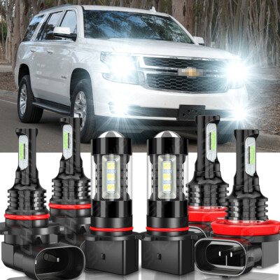 For Chevy Tahoe 2015-2019 Combo LED Headlight Bulbs High/Low Beam+Fog Light Kit