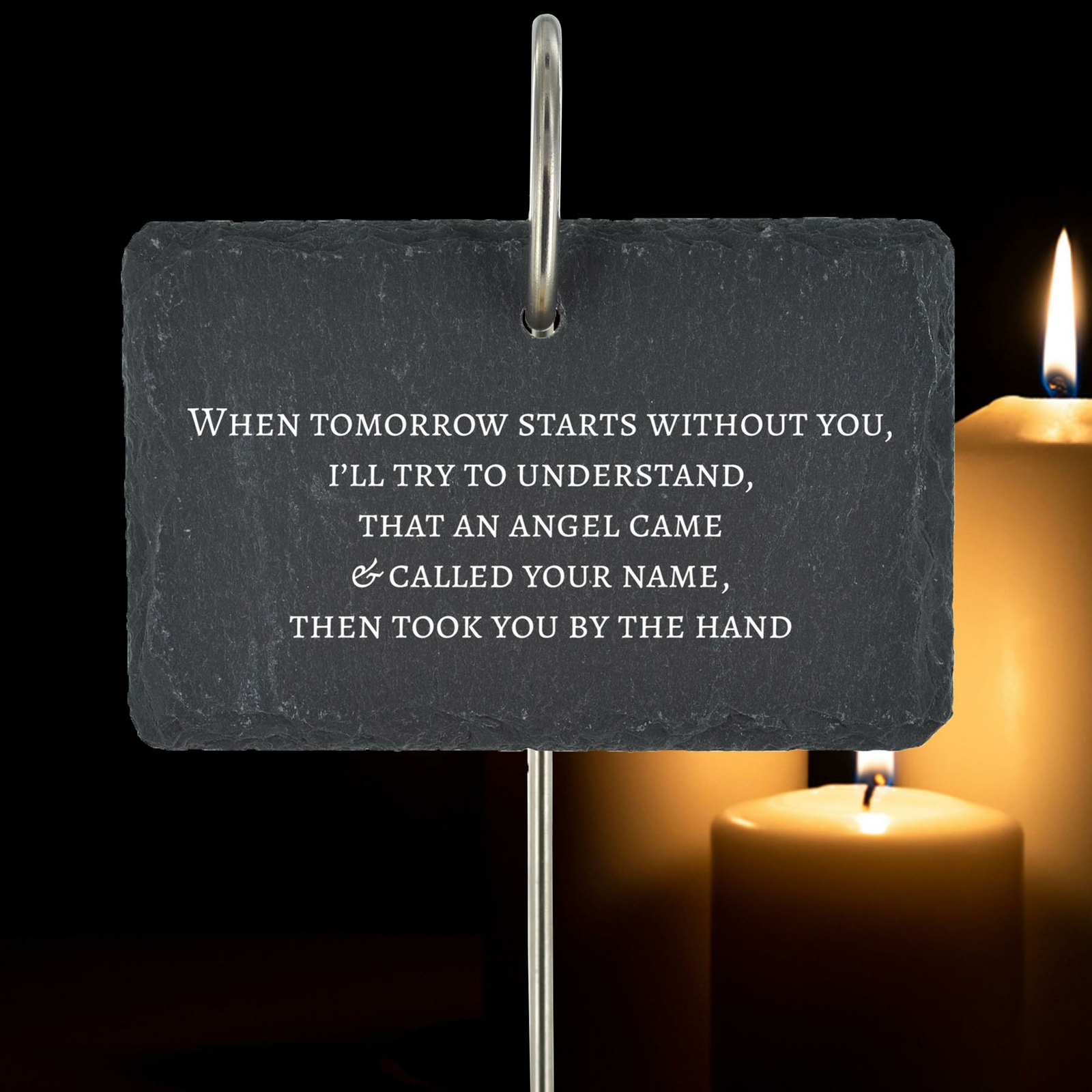 MEMORIAL GRAVESIDE PLAQUE WHEN TOMORROW STARTS GRAVE STAKE SLATE