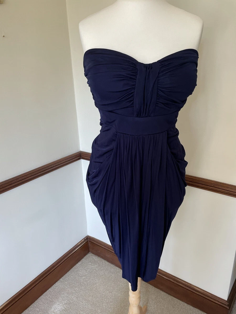 Midnight blue strapless best sale dress