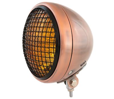 7'' Bottom Mount Motorcycle H4 Halogen Headlight w/ Grill - Bronze Bronze - Amber