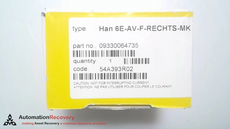 HARTING HAN 6E-AV-F-RECHTS-MK INSERT TERMINAL BLOCK 09330064735 HAN 6E-A #314206 - Image 3 of 3