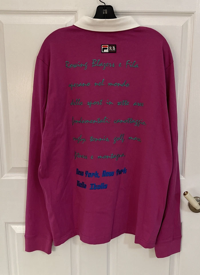 90s Style FILA x ROWING BLAZERS Iconic Retro Rugby Long Sleeve Polo Shirt - XL - Image 2 of 4