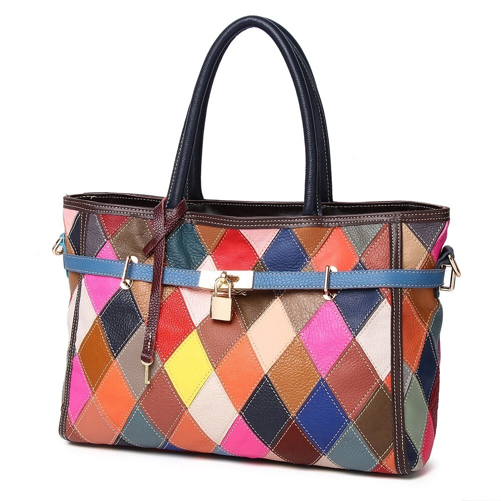 Multicolor top leather bag