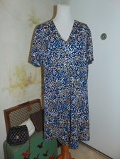 MICHAEL KORS Dressv Navy Blue Beige White Floral Career Womens Flare A-Line 3X