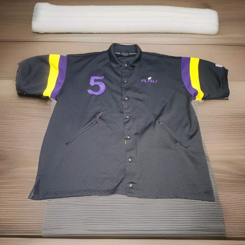 Vintage FUBU Athletic Warmup Shooting Jersey XL Black Purple Yellow 5 Lakers NBA