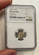 U.S. - 1833 Silver Half Dime (NGC Unc Details) - Nice