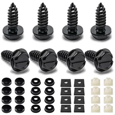 License Plate Screw Kit, 8 Sets Stainless Anti Theft License Plate Screws(Black)